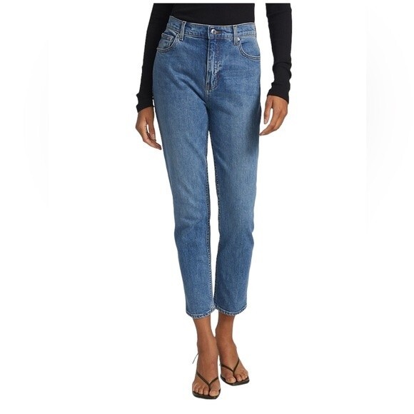 Derek Lam 10 Crosby Eden High-Rise Slim Crop Distressed Jeans Stretchy Soft - Picture 1 of 16
